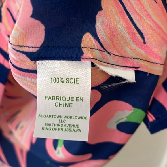 •LILLY PULITZER 100% SILK BLOUSE FLAMINGO PINK•⬇️FINAL PRICE⬇️ - Picture 5 of 11